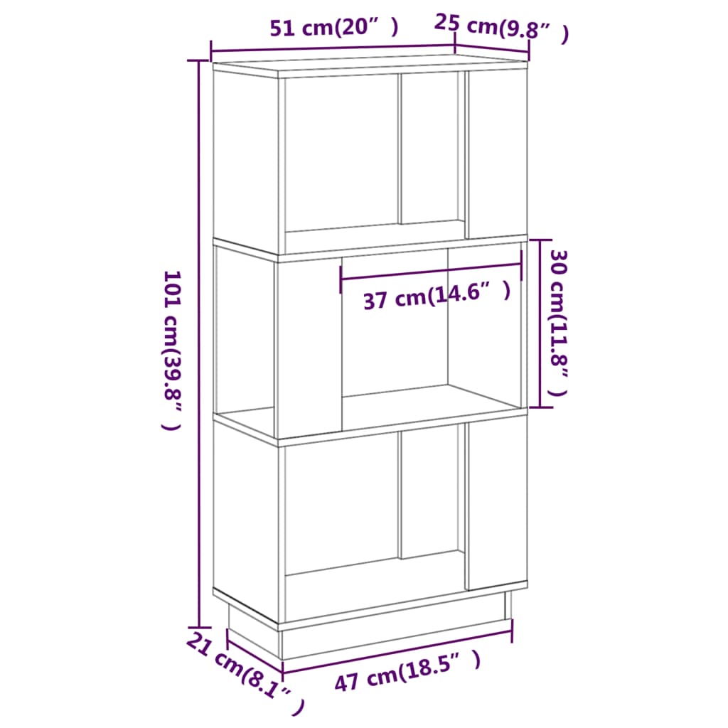 vidaXL Boekenkast/kamerscherm 51x25x101 cm massief grenenhout