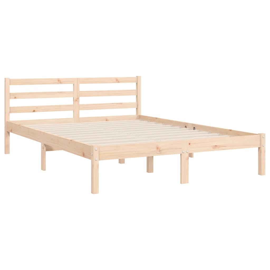 vidaXL Bedframe met hoofdbord massief hout 140x190 cm