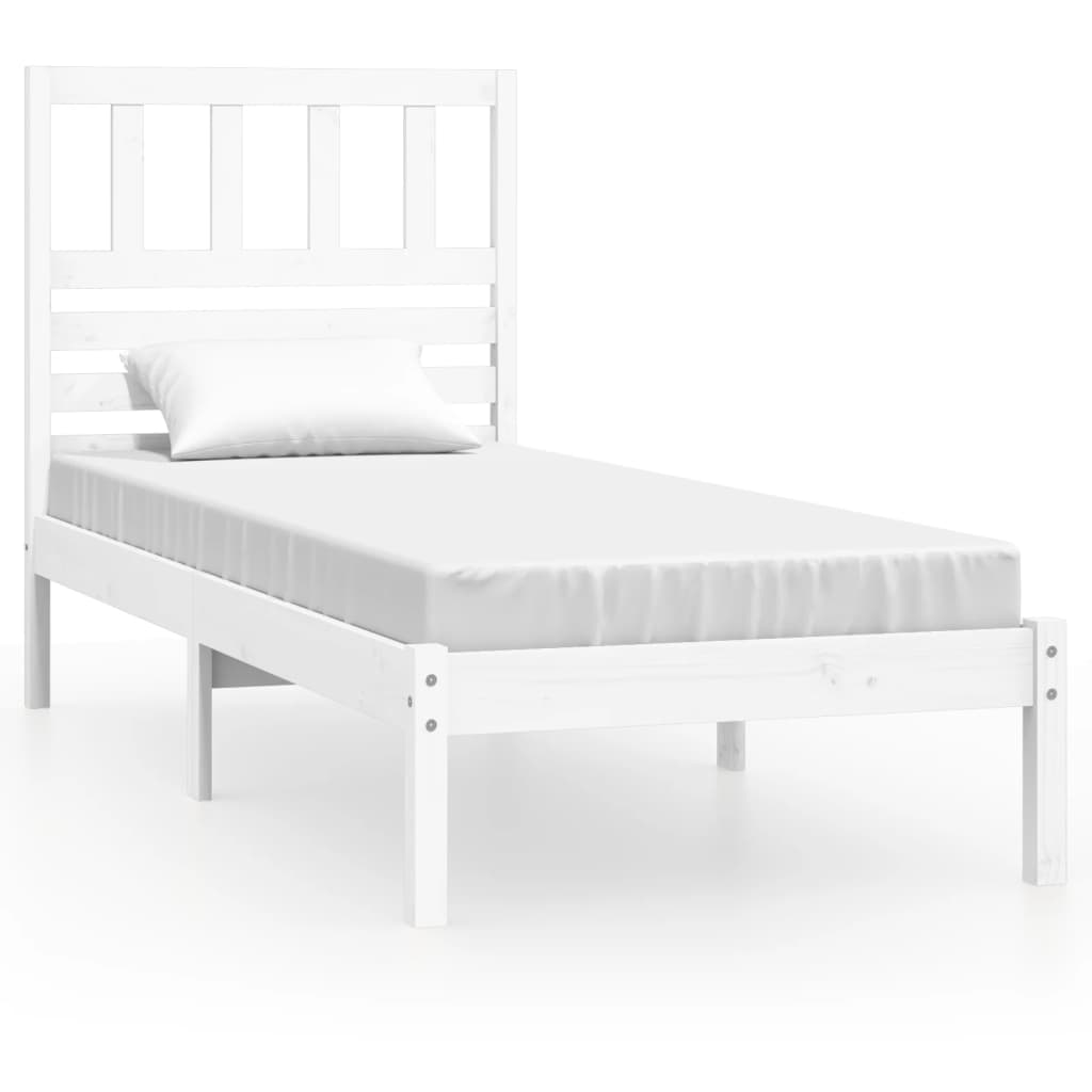 vidaXL Bedframe massief grenenhout wit 90x200 cm