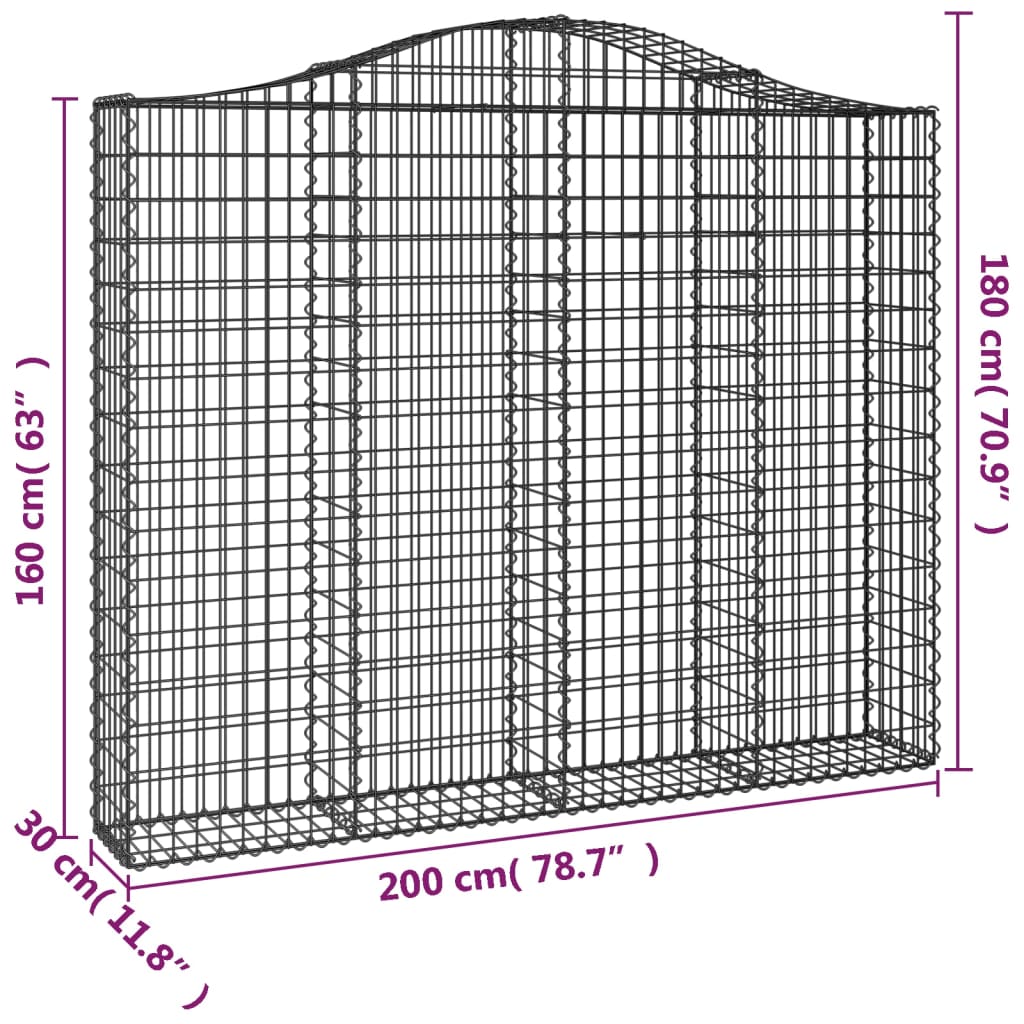 vidaXL Schanskorven 6 st gewelfd 200x30x160/180 cm ijzer