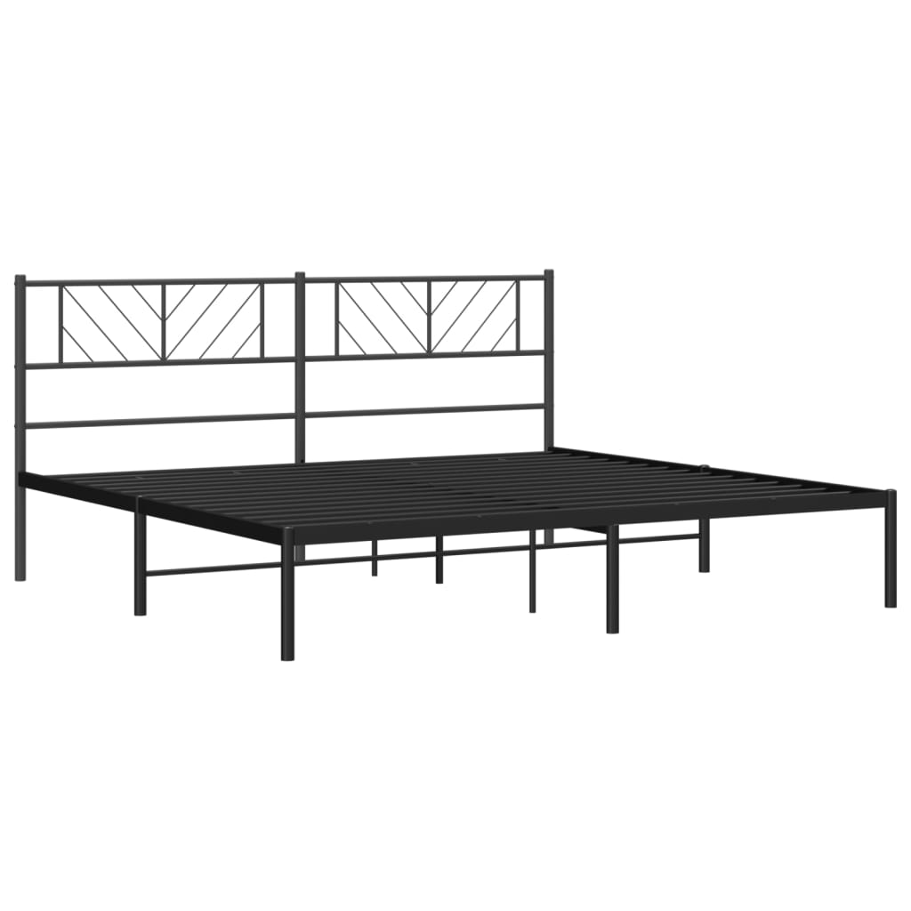 vidaXL Bedframe met hoofdbord metaal zwart 183x213 cm