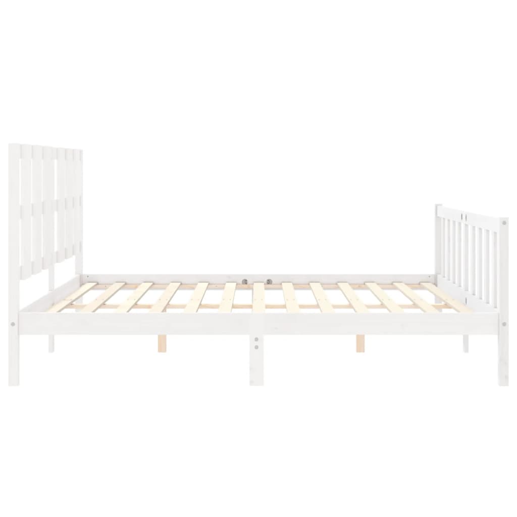 vidaXL Bedframe met hoofdbord massief hout wit 180x200 cm