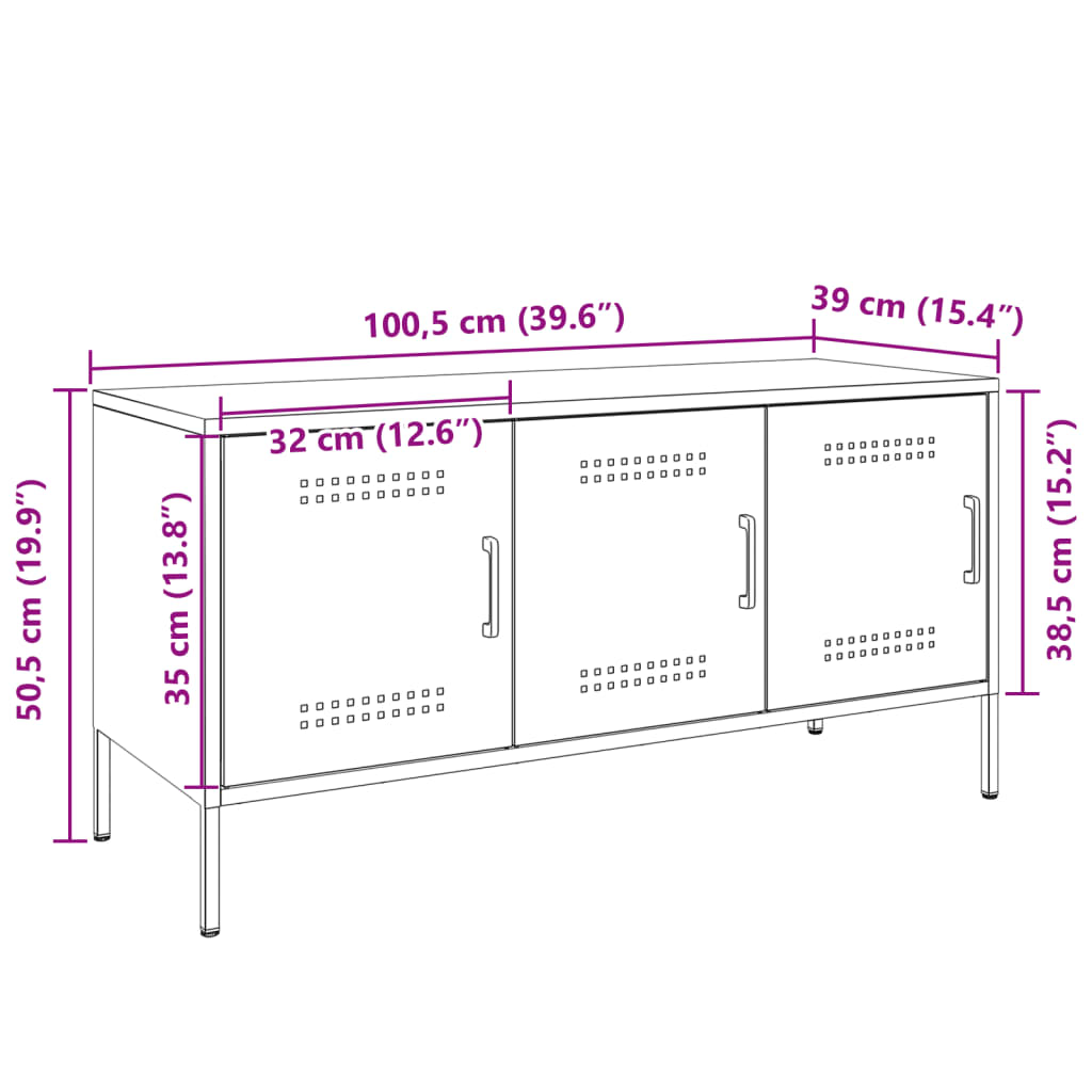 vidaXL Tv-meubel 100,5x39x50,5 cm staal mosterdgeel