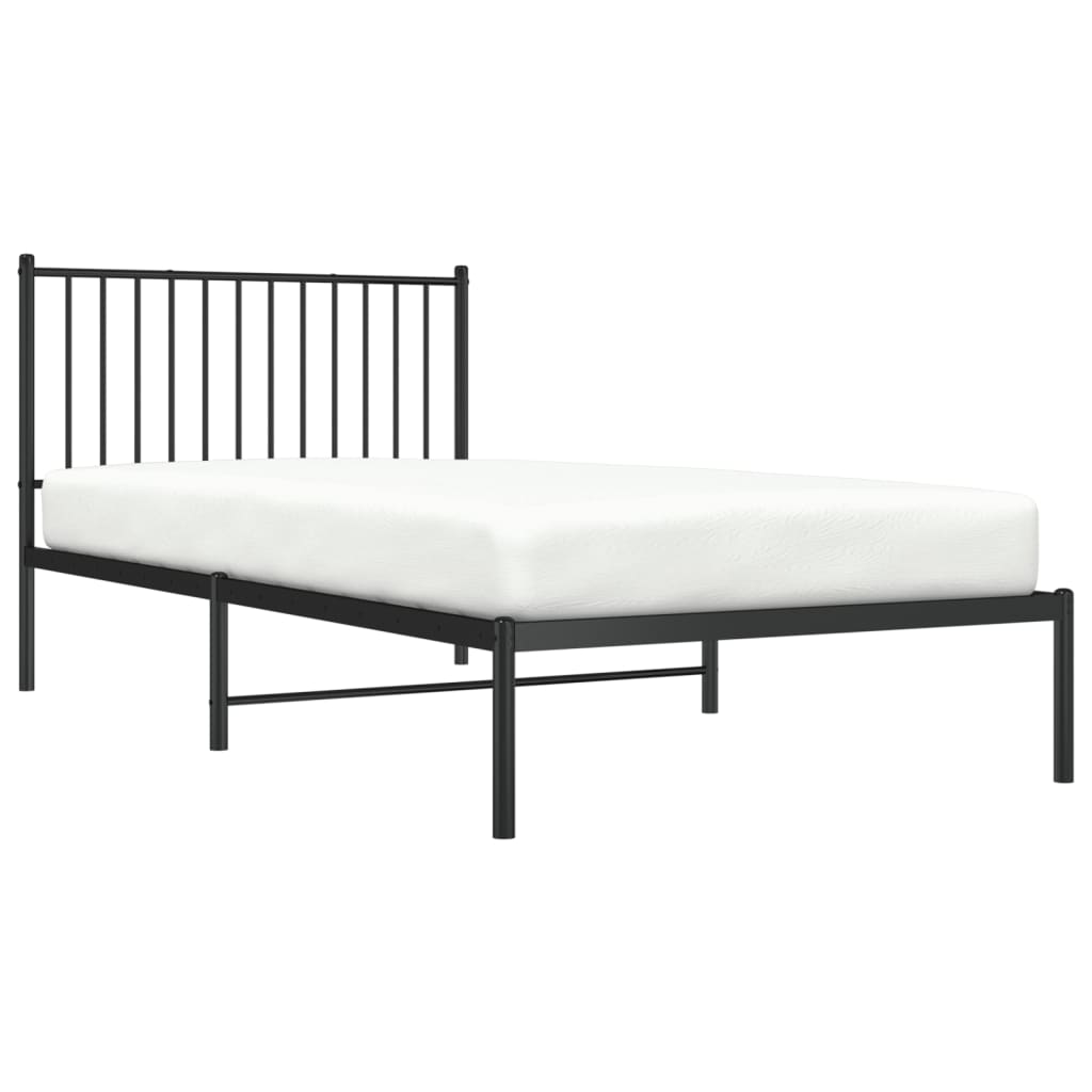 vidaXL Bedframe met hoofdbord metaal zwart 100x200 cm