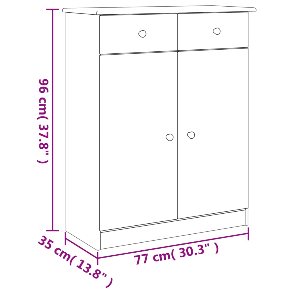 vidaXL Schoenenkast ALTA 77x35x96 cm massief grenenhout