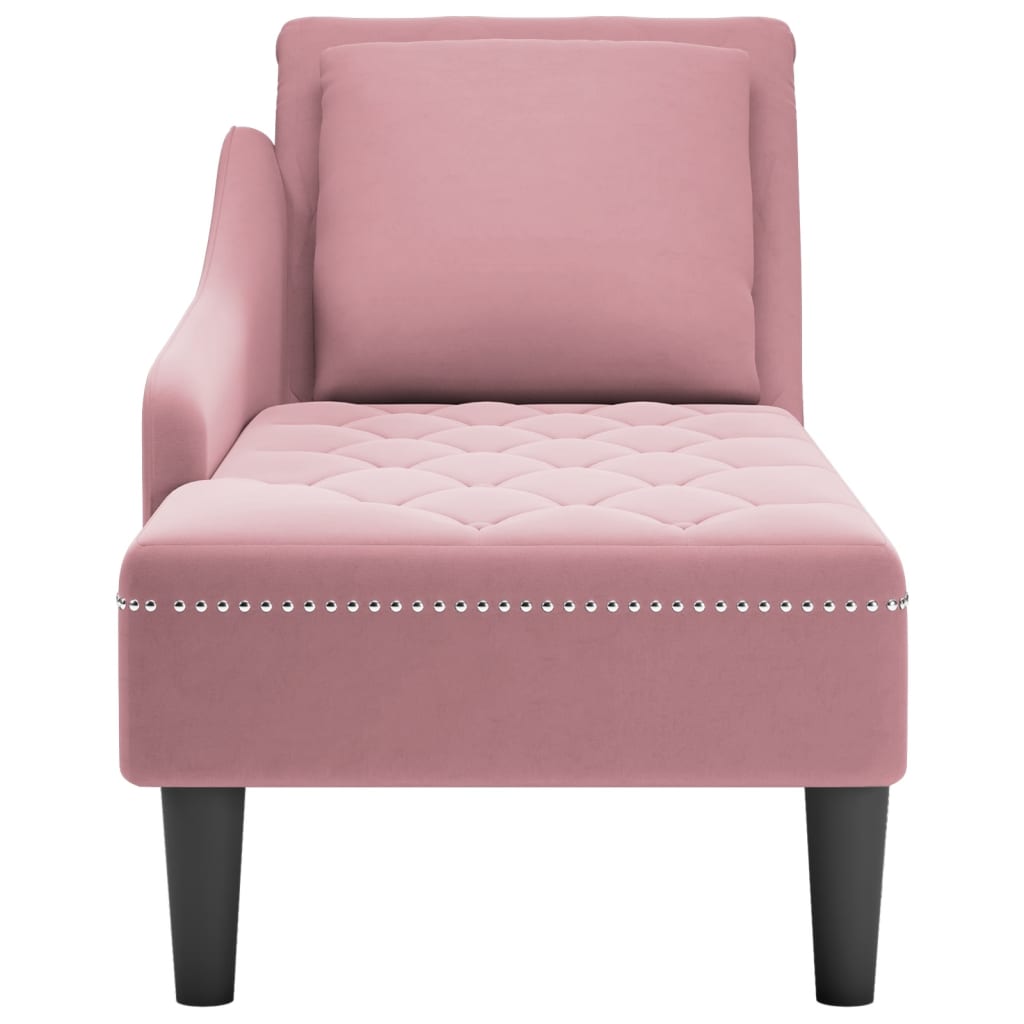 vidaXL Chaise longue met kussen en rechterarmleuning fluweel roze