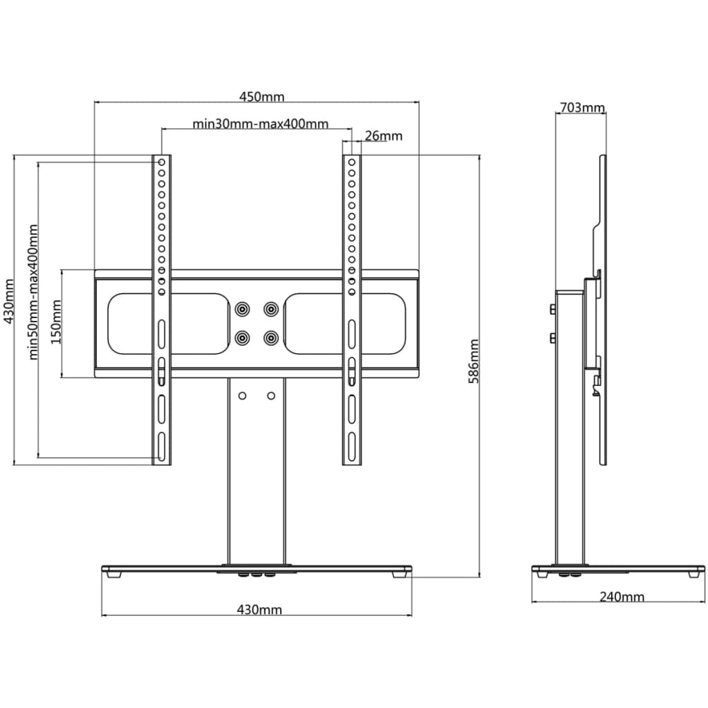 vidaXL TV-standaard voor 26-42 inch scherm 30 kg Max VESA 400x400 mm