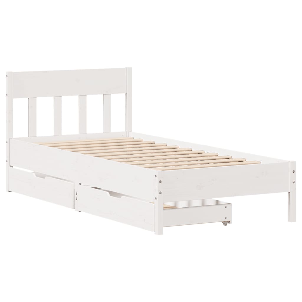 vidaXL Bedframe zonder matras massief grenenhout wit 140x200 cm