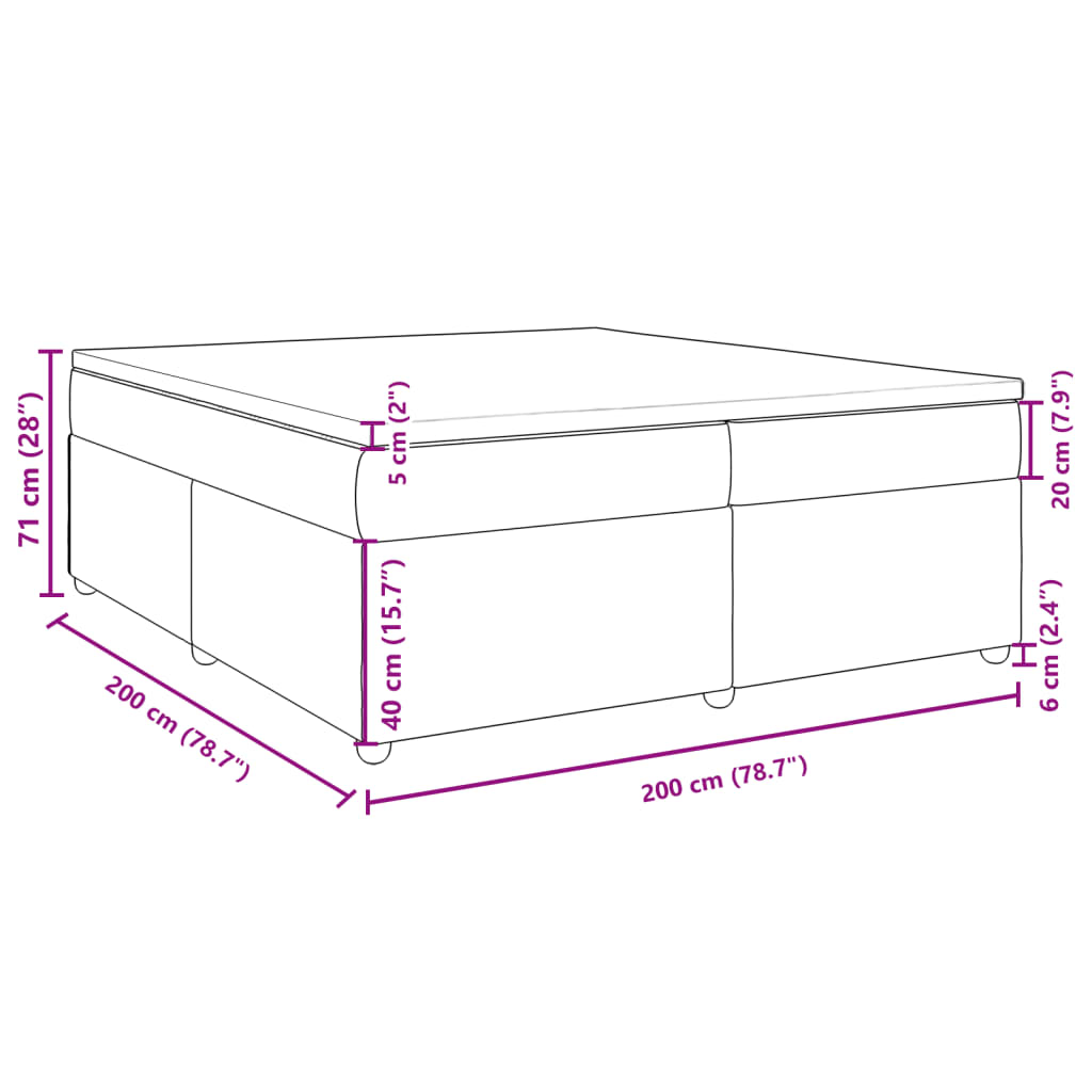 vidaXL Boxspring met matras stof donkergrijs 200x200 cm