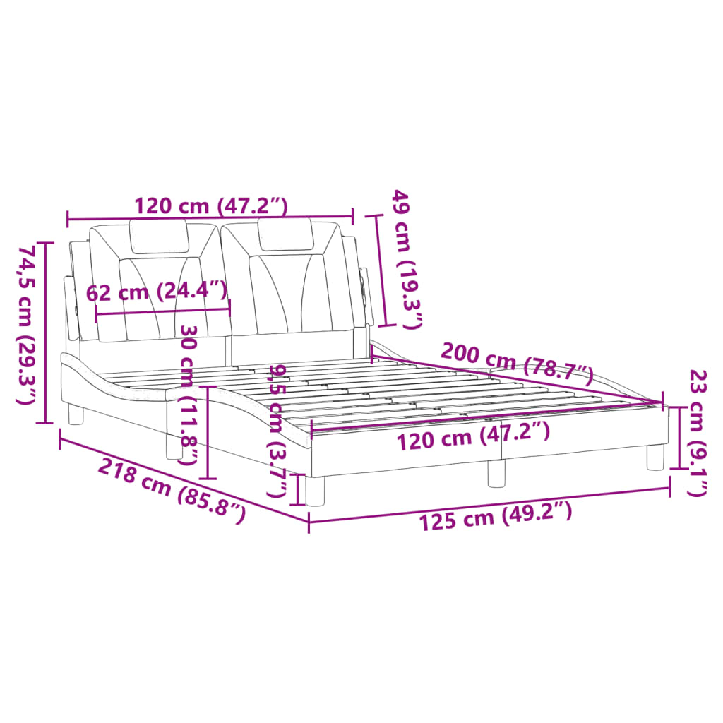 vidaXL Bedframe met hoofdbord kunstleer bruin 120x200 cm