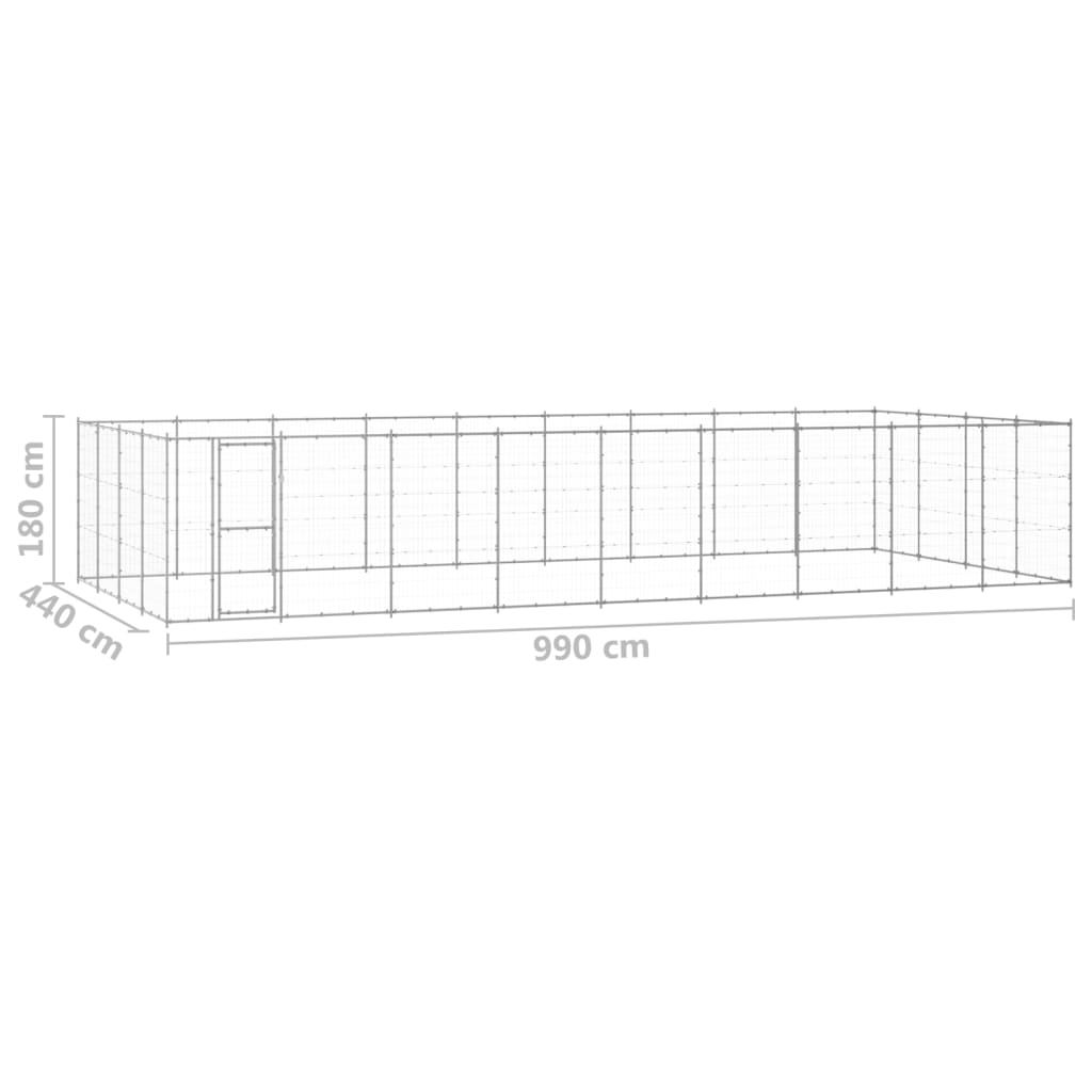 vidaXL Hondenkennel 43,56 m² gegalvaniseerd staal