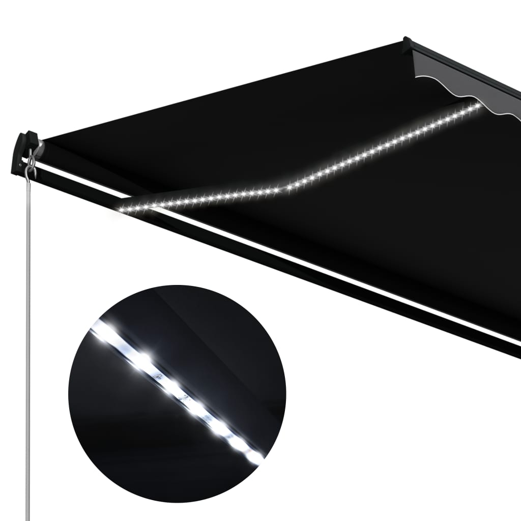 vidaXL Luifel handmatig uittrekbaar met LED 300x250 cm antraciet