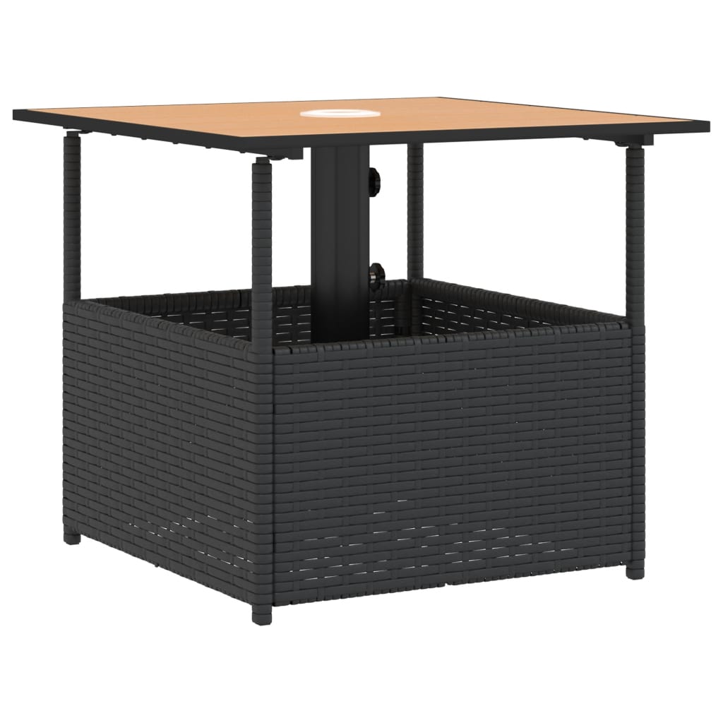 vidaXL Tuintafel met parasolgat 55x55x46,5 cm poly rattan zwart