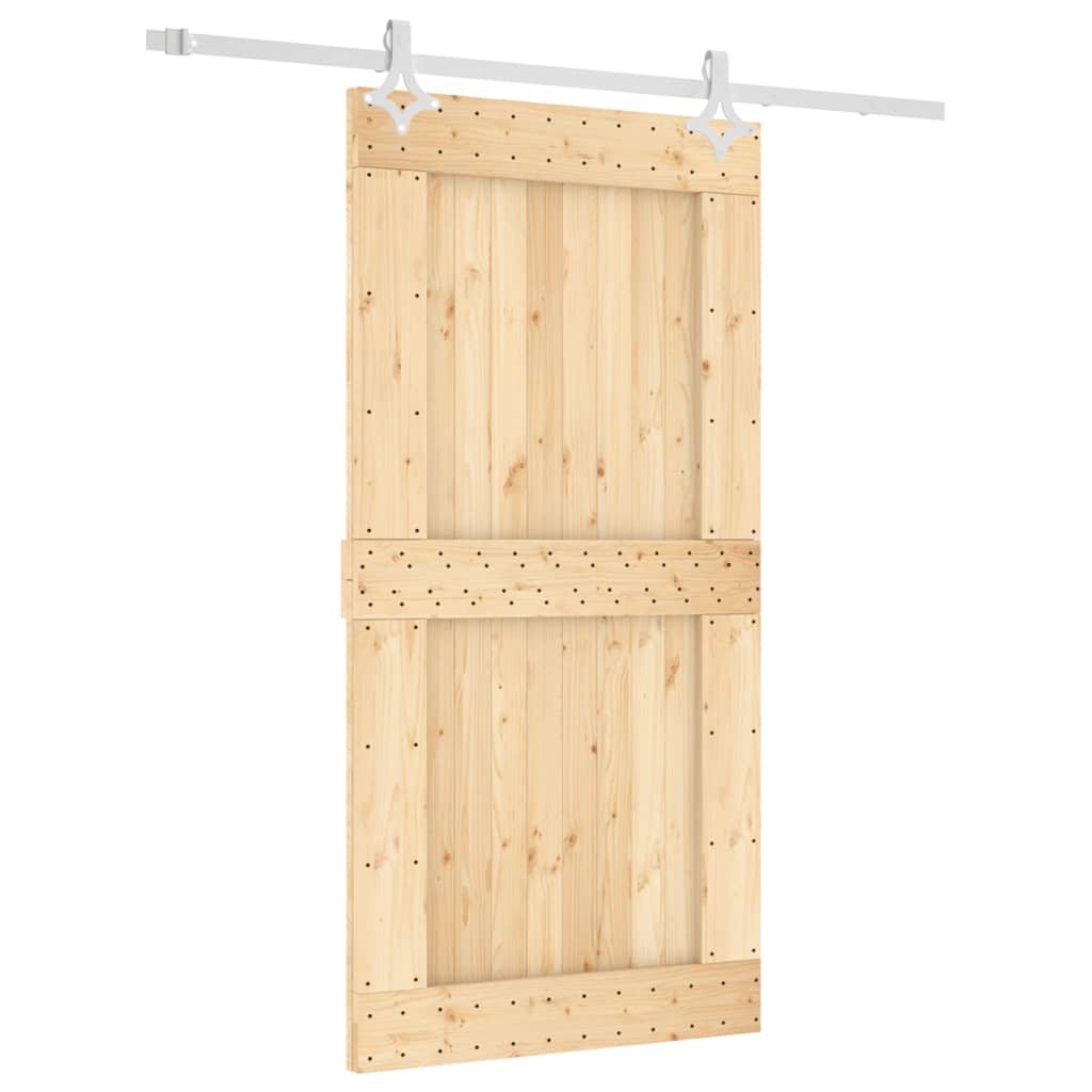 vidaXL Schuifdeur met beslag 100x210 cm massief grenenhout