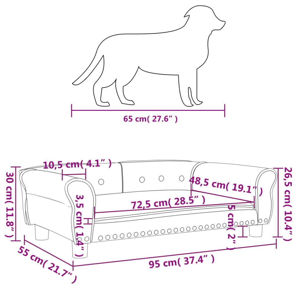 vidaXL Hondenmand 95x55x30 cm kunstleer zwart