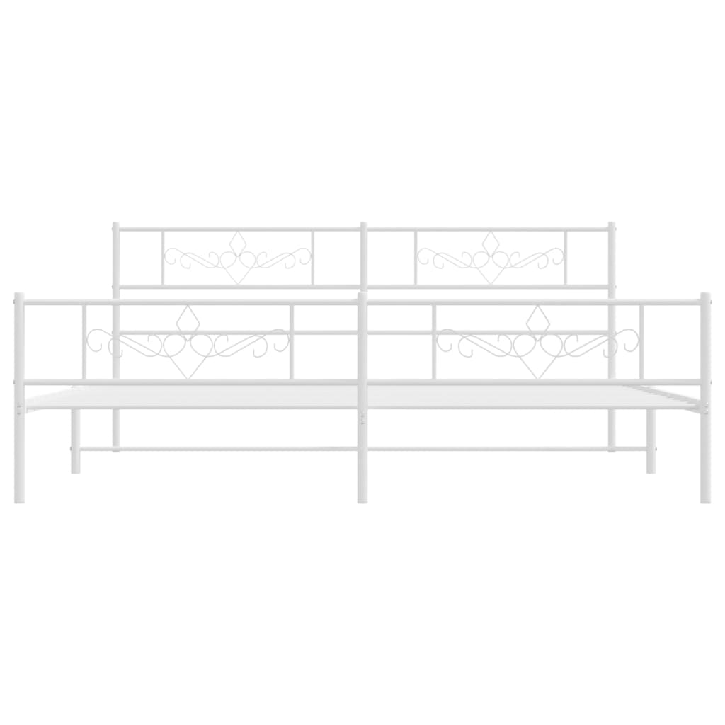 vidaXL Bedframe met hoofd- en voeteneinde metaal wit 180x200 cm