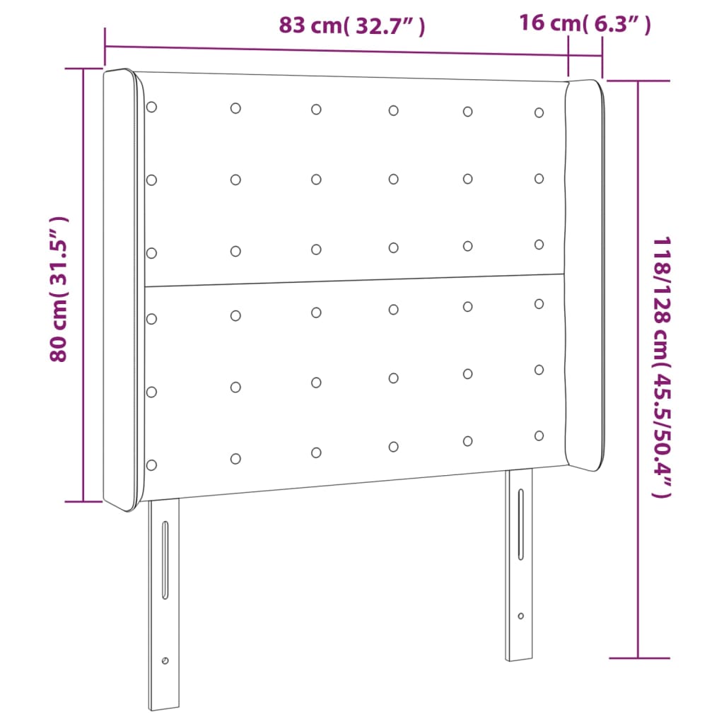 vidaXL Hoofdbord LED 83x16x118/128 cm stof zwart