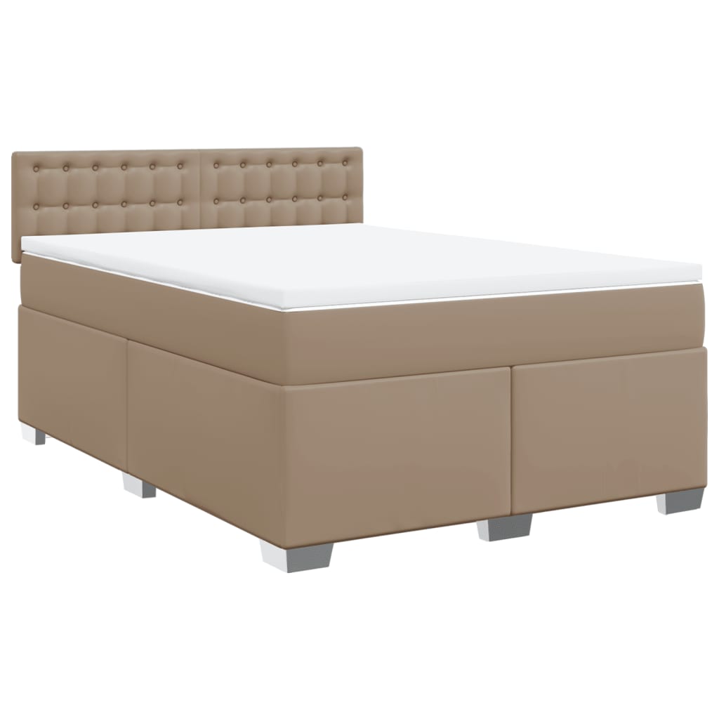 vidaXL Boxspring met matras kunstleer cappuccinokleurig 140x200 cm