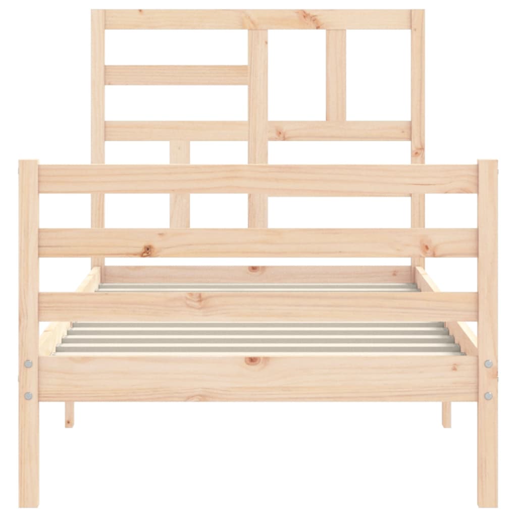 vidaXL Bedframe met hoofdbord massief hout 90x200 cm