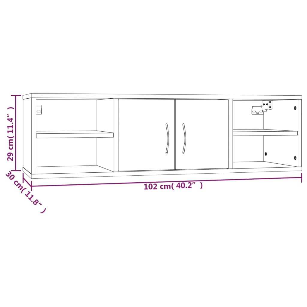 vidaXL Wandschap 102x30x29 cm bewerkt hout bruin eikenkleur