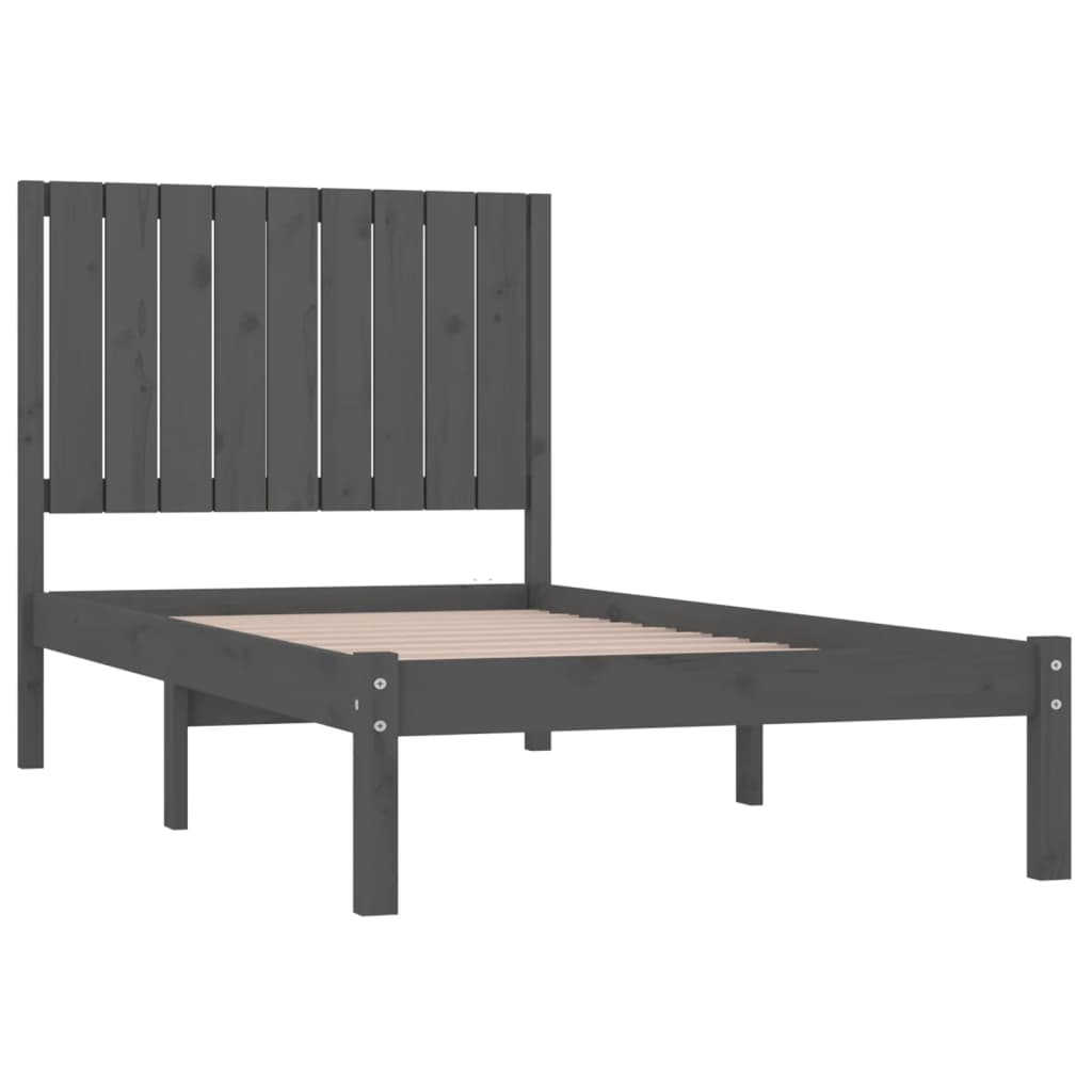 vidaXL Bedframe massief grenenhout grijs 90x200 cm