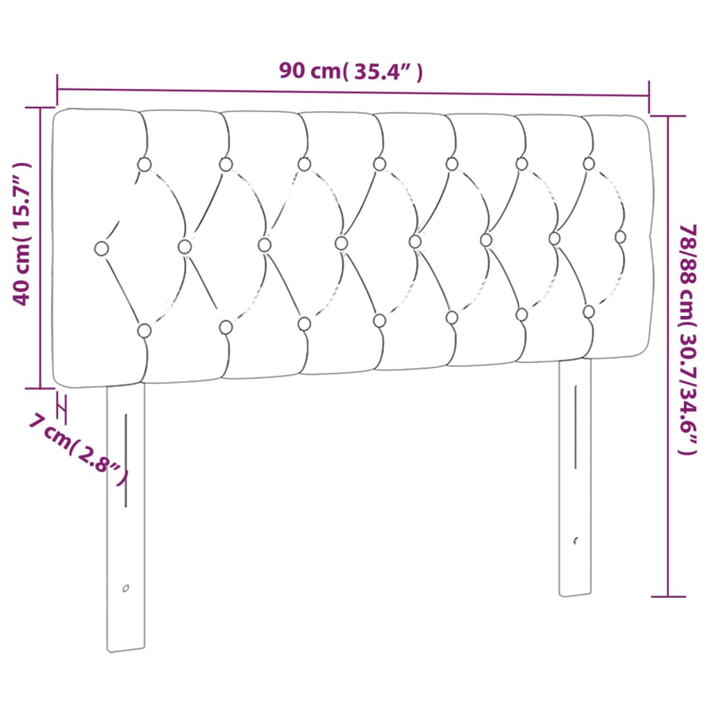 vidaXL Hoofdbord 90x7x78/88 cm fluweel donkergrijs