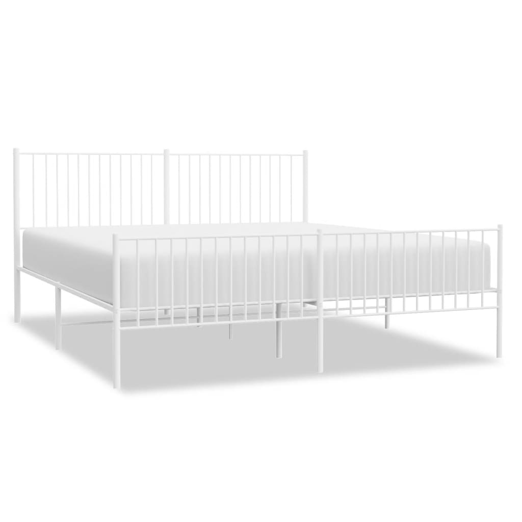 vidaXL Bedframe met hoofd- en voeteneinde metaal wit 200x200 cm