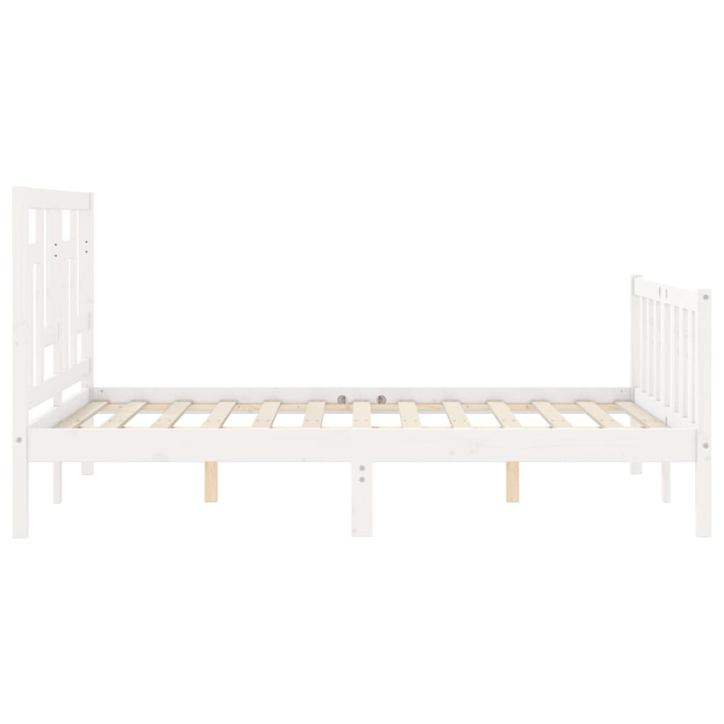 vidaXL Bedframe met hoofdbord massief hout wit 120x200 cm