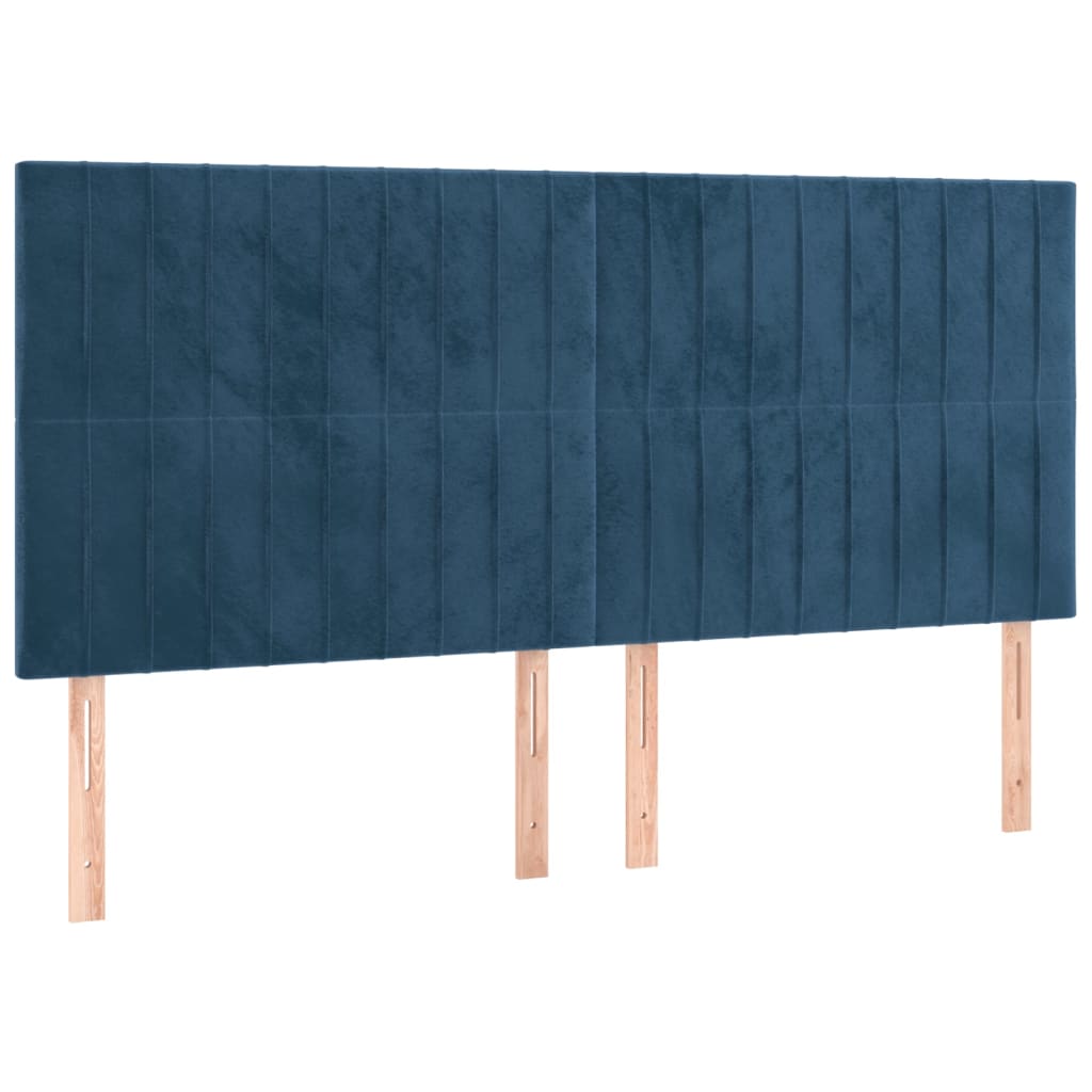 vidaXL Hoofdbord LED 160x5x118/128 cm fluweel donkerblauw