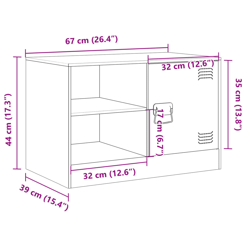 vidaXL Tv-meubel 67x39x44 cm staal mosterdgeel