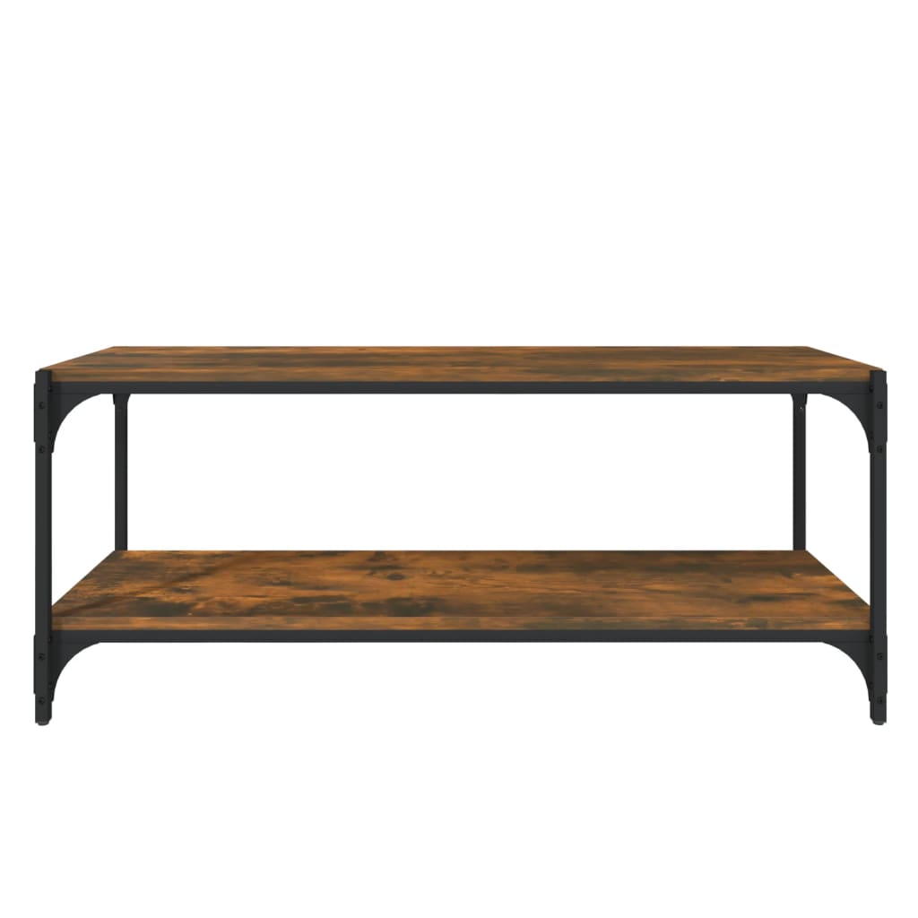 vidaXL Tv-meubel 100x33x41 cm bewerkt hout en staal gerookt eikenkleur