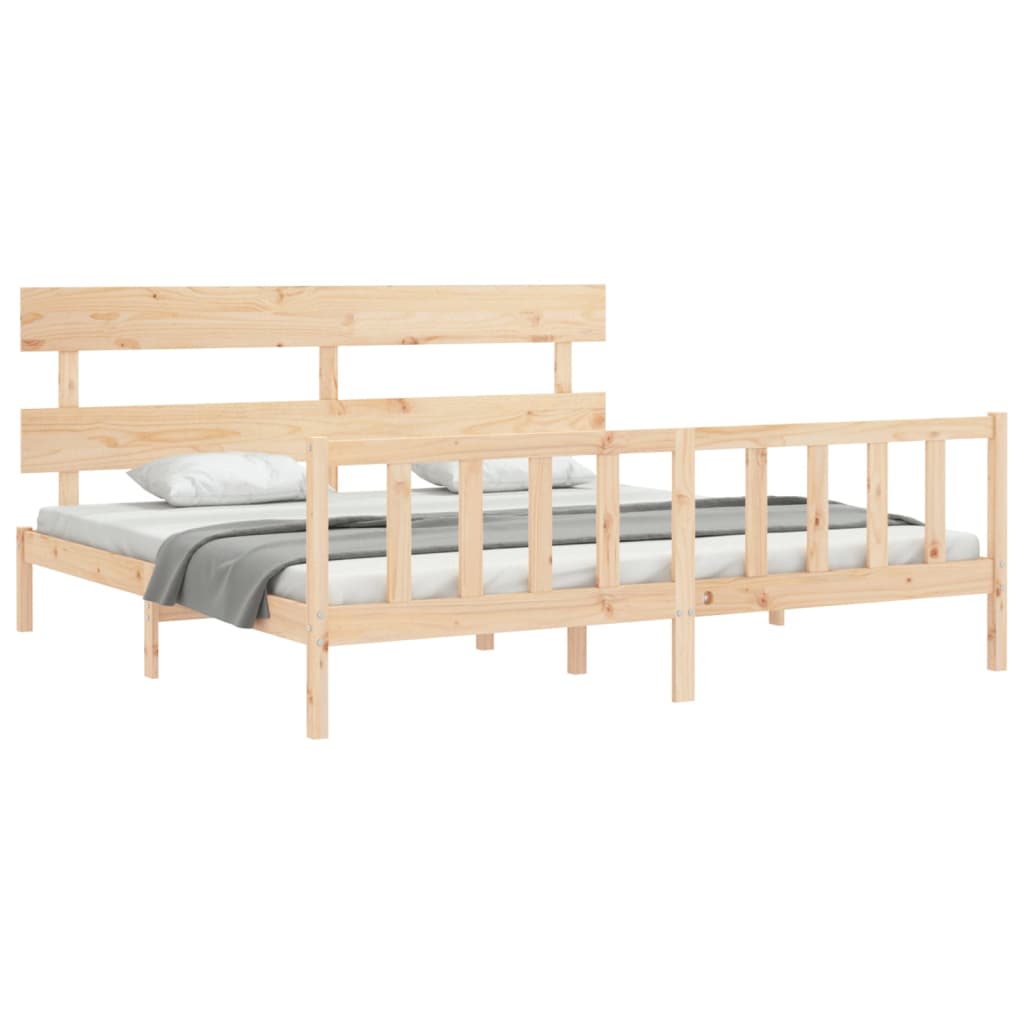 vidaXL Bedframe met hoofdbord massief hout