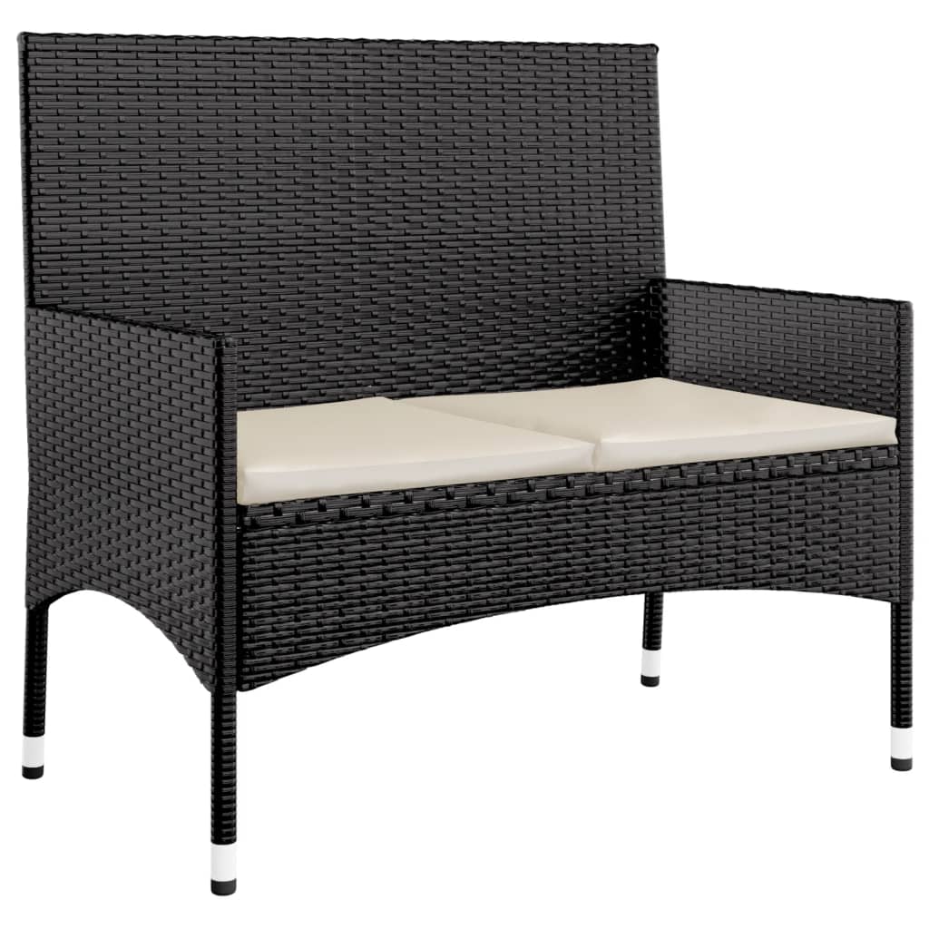 vidaXL 4-delige Loungeset met kussens poly rattan zwart