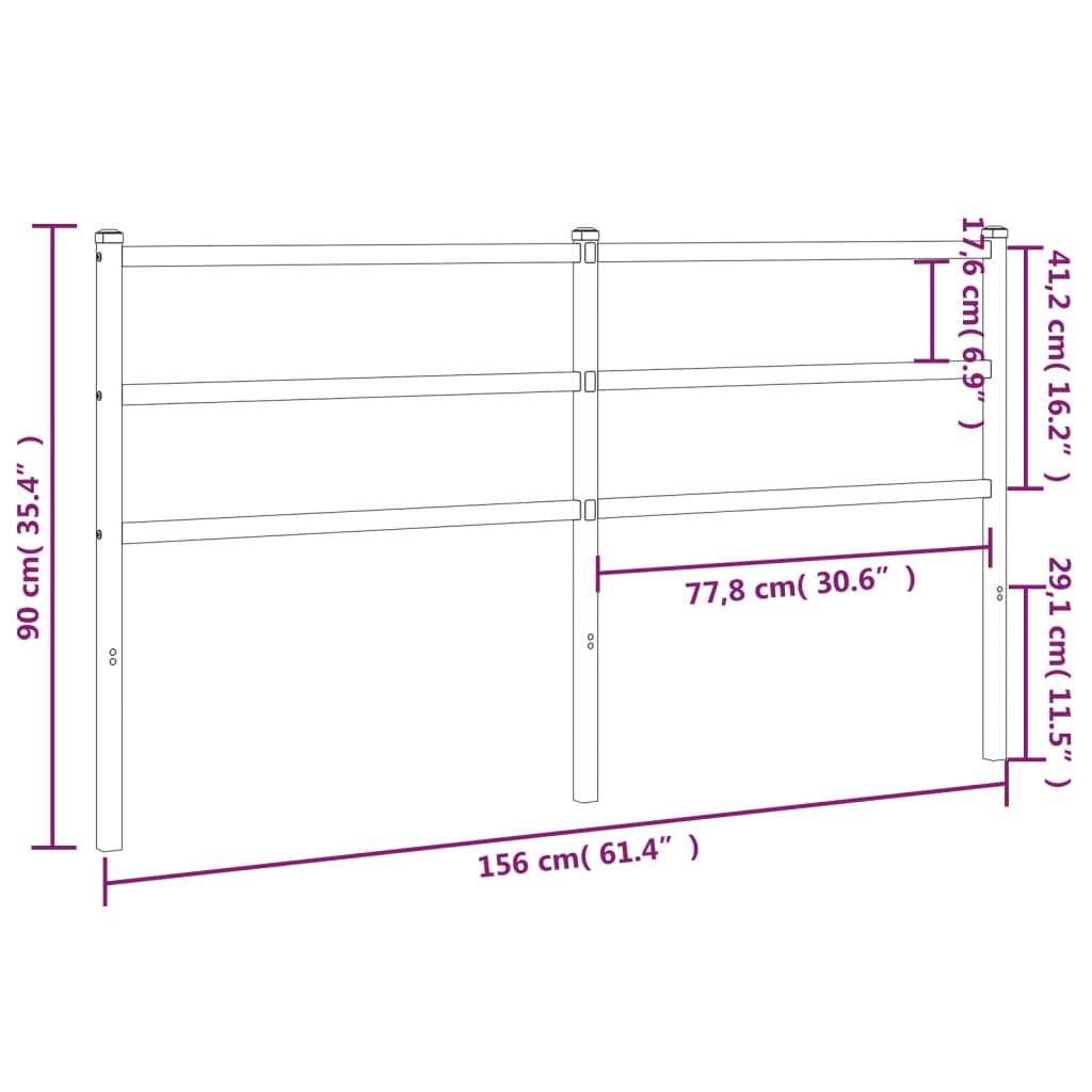 vidaXL Hoofdbord 150 cm metaal zwart