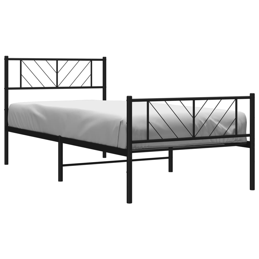 vidaXL Bedframe met hoofd- en voeteneinde metaal zwart 100x200 cm