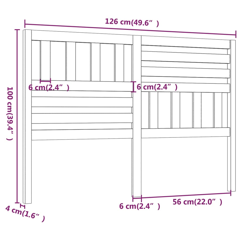 vidaXL Hoofdbord 126x4x100 cm massief grenenhout honingbruin