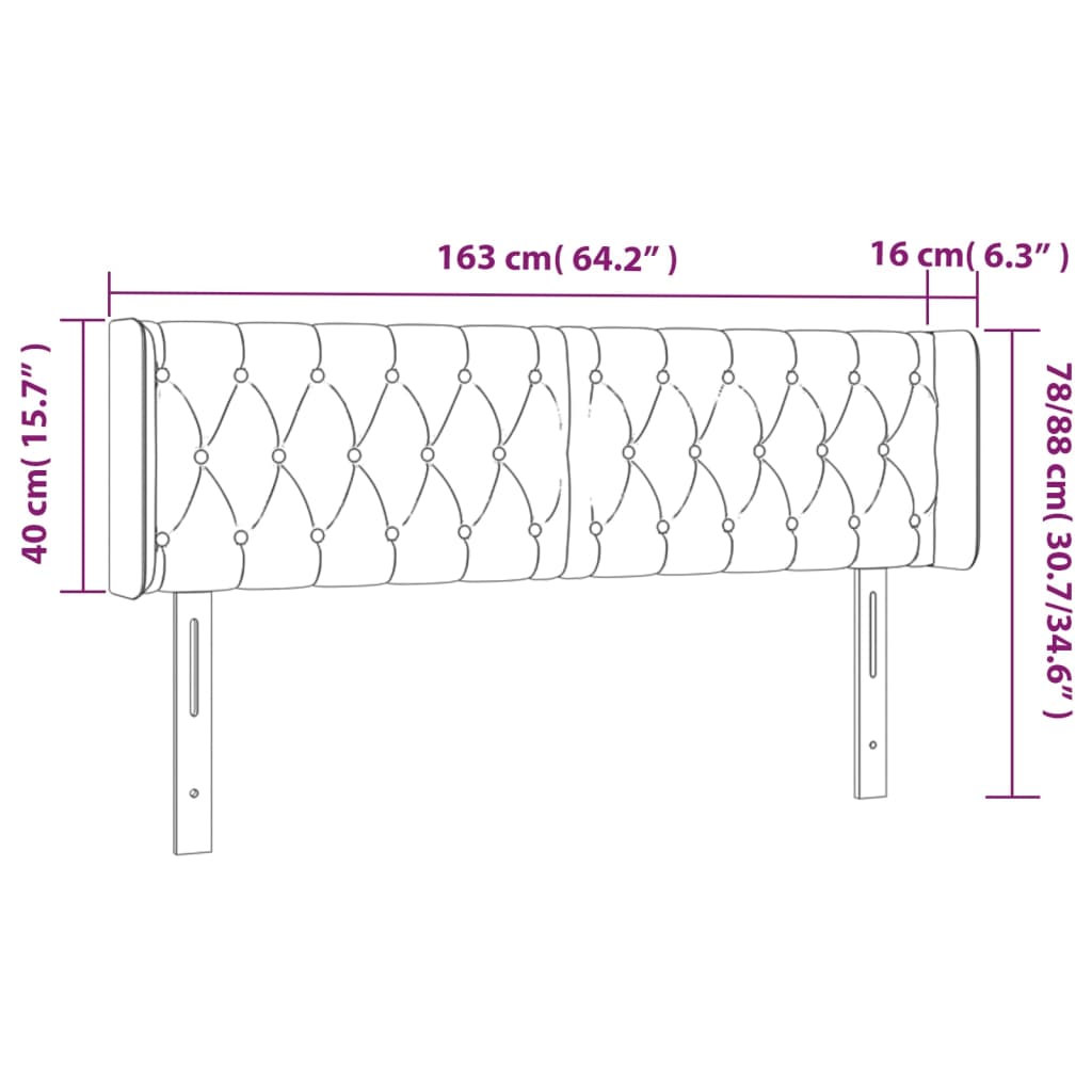 vidaXL Hoofdbord LED 163x16x78/88 cm stof donkergrijs