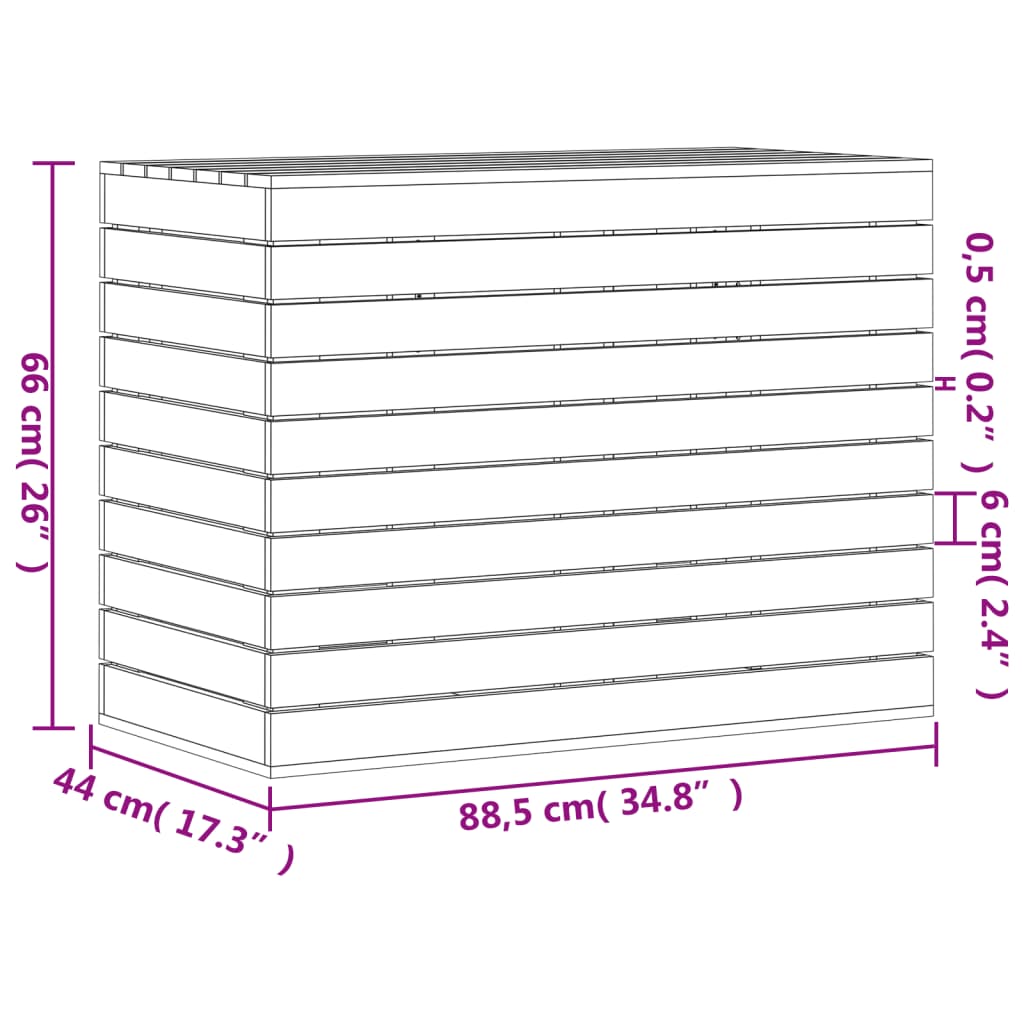 vidaXL Wasmand 88,5x44x66 cm massief grenenhout wit