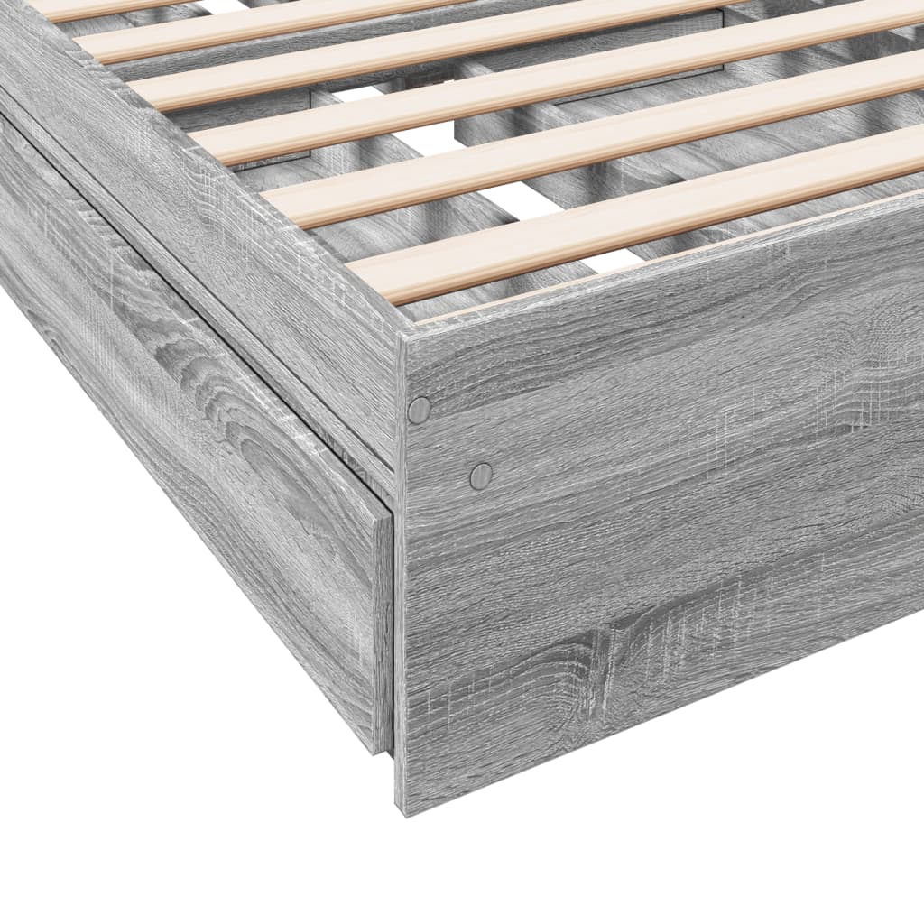 vidaXL Bedframe met lades bewerkt hout grijs sonoma eiken 75x190 cm