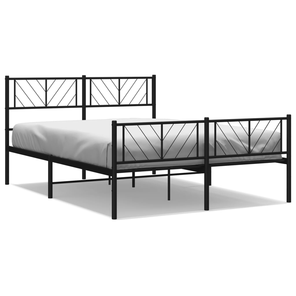 vidaXL Bedframe met hoofd- en voeteneinde metaal zwart 120x200 cm