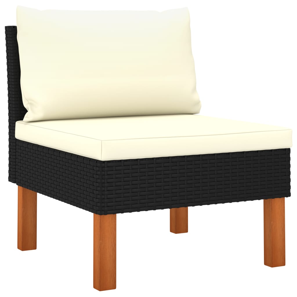 vidaXL 8-delige Loungeset poly rattan en eucalyptushout zwart