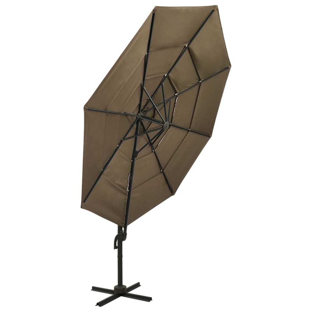 vidaXL Parasol 4-laags met aluminium paal 3x3 m taupe