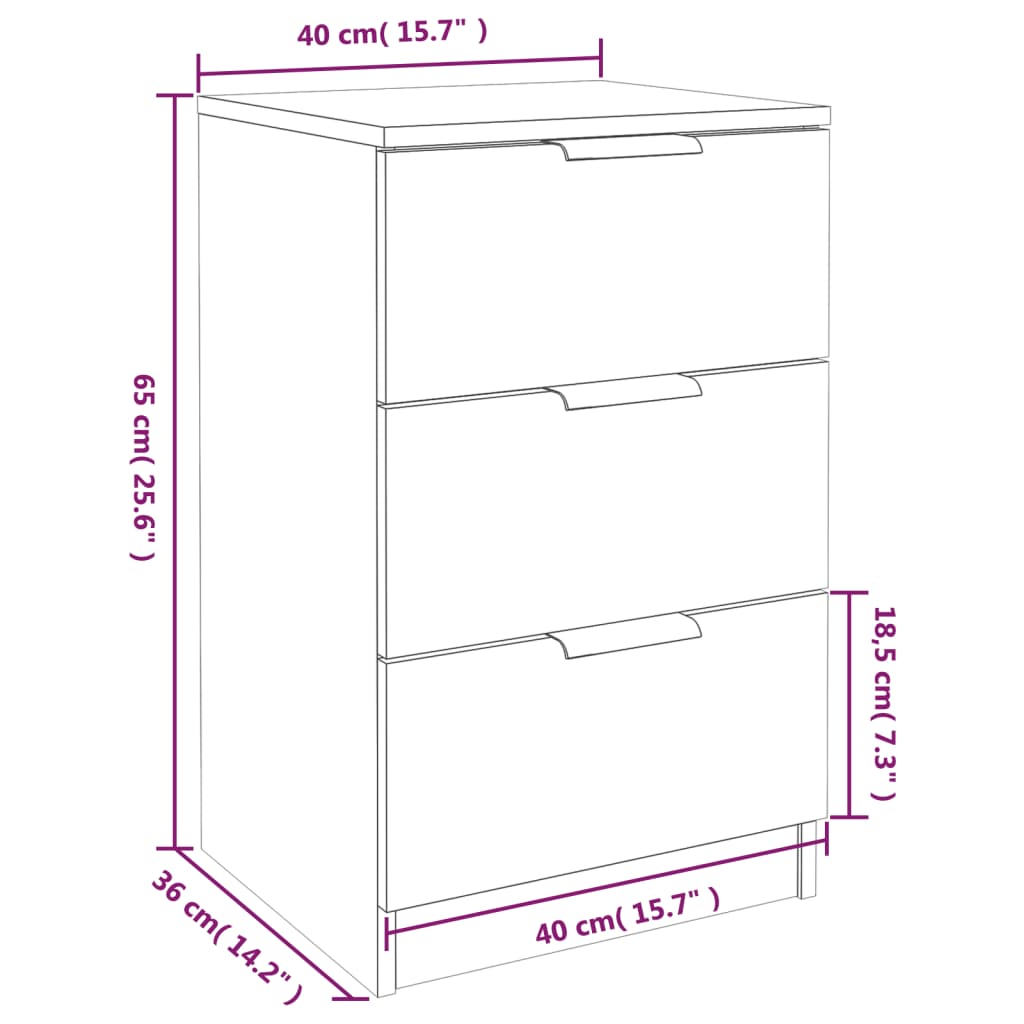 vidaXL Nachtkastjes 2 st 40x36x65 cm zwart