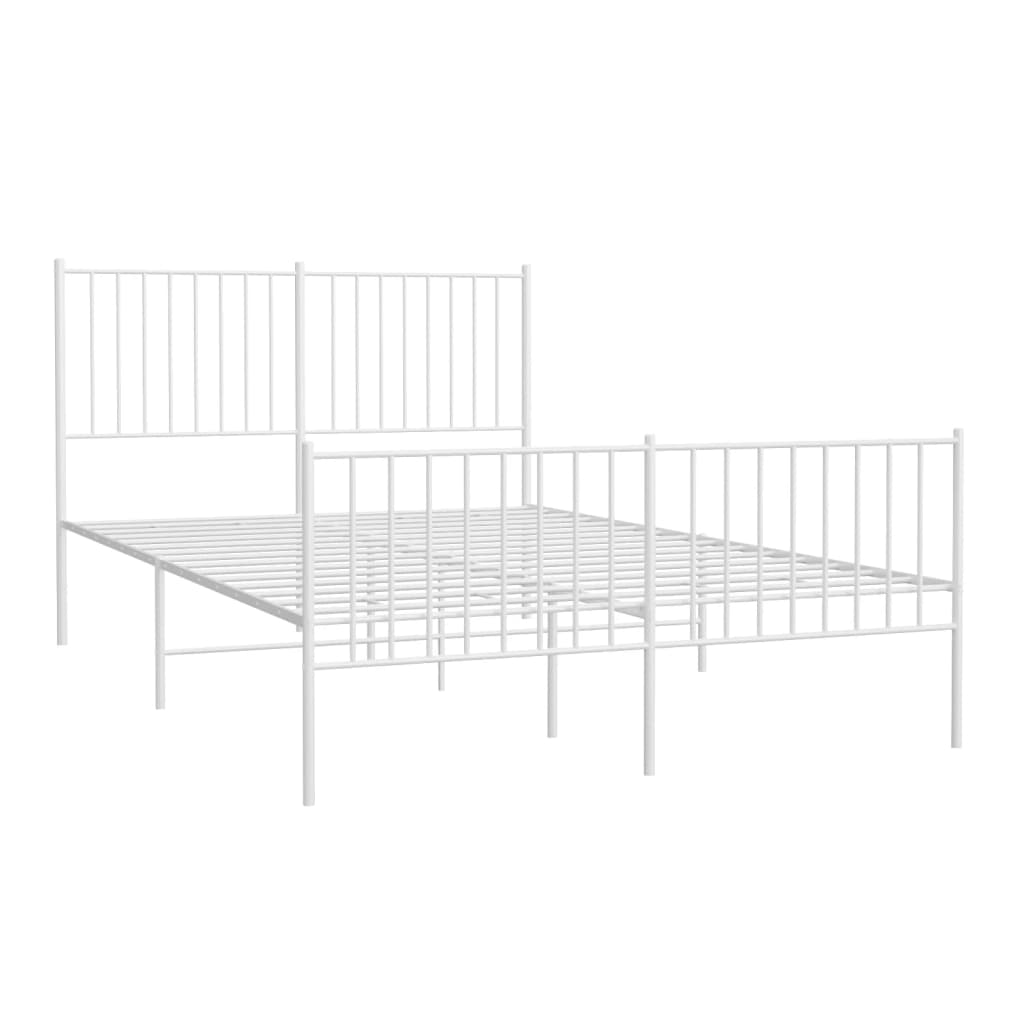 vidaXL Bedframe met hoofd- en voeteneinde metaal wit 140x200 cm