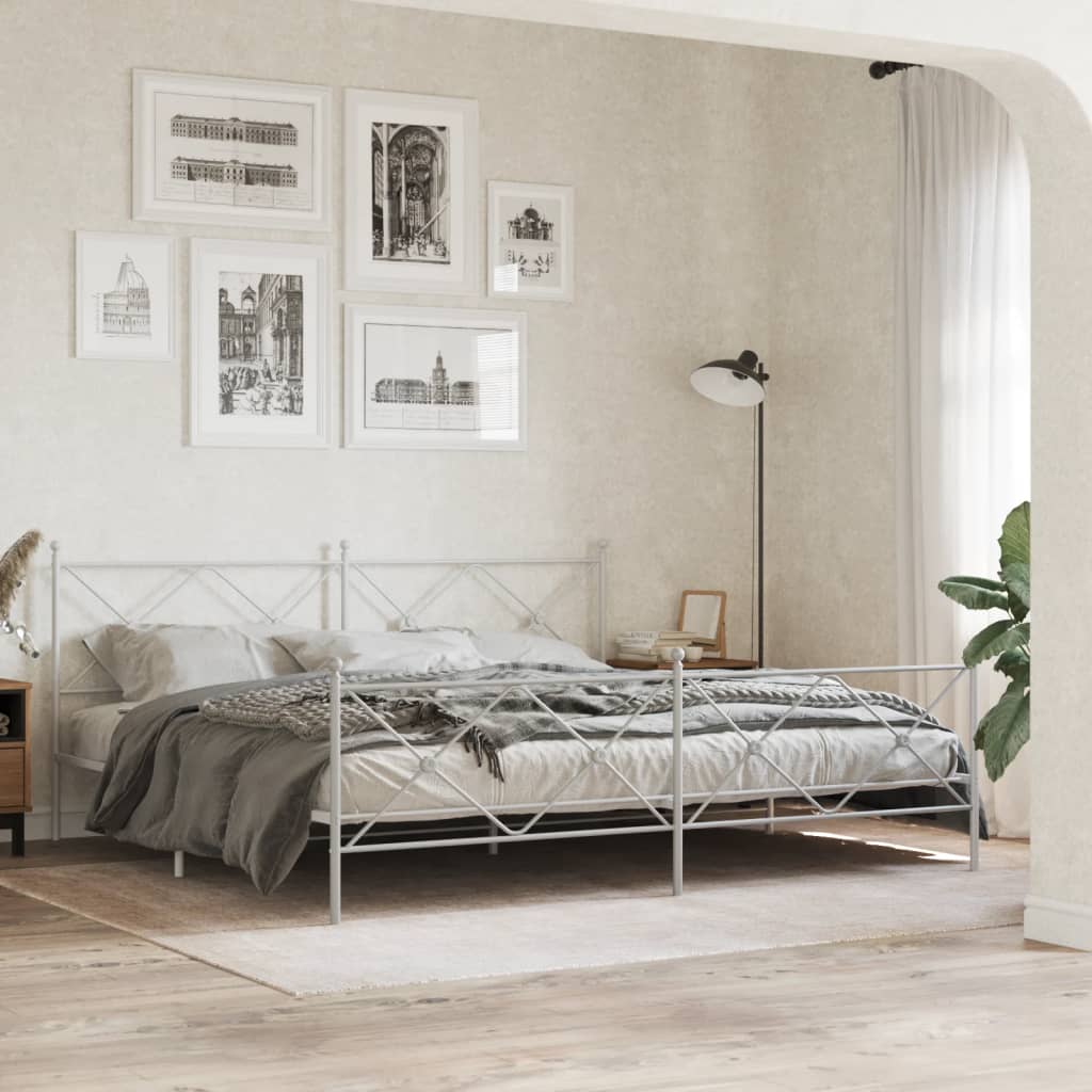 vidaXL Bedframe met hoofd- en voeteneinde metaal wit 200x200 cm