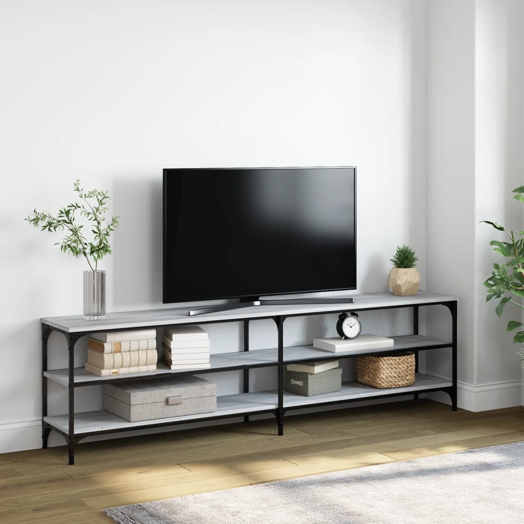 vidaXL Tv-meubel 180x30x50 cm bewerkt hout metaal grijs sonoma eiken