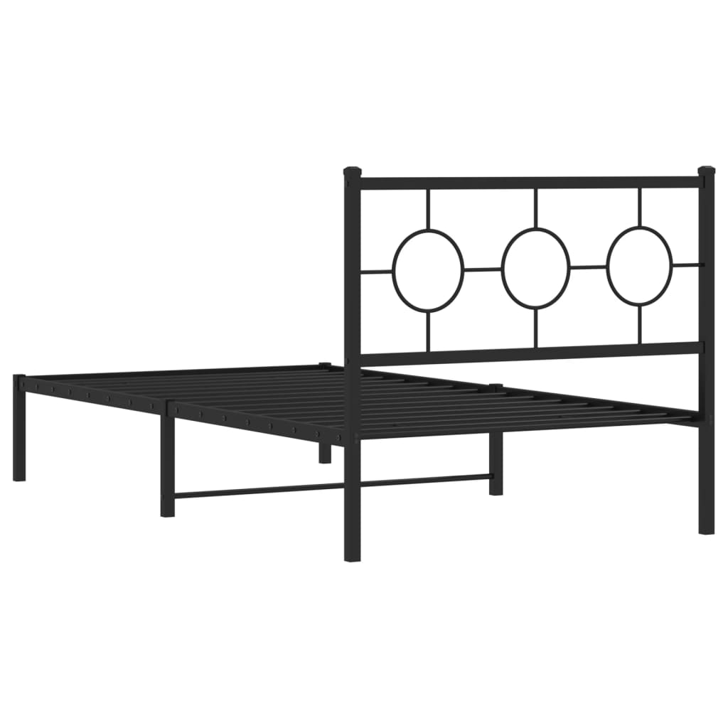 vidaXL Bedframe met hoofdbord metaal zwart 100x190 cm