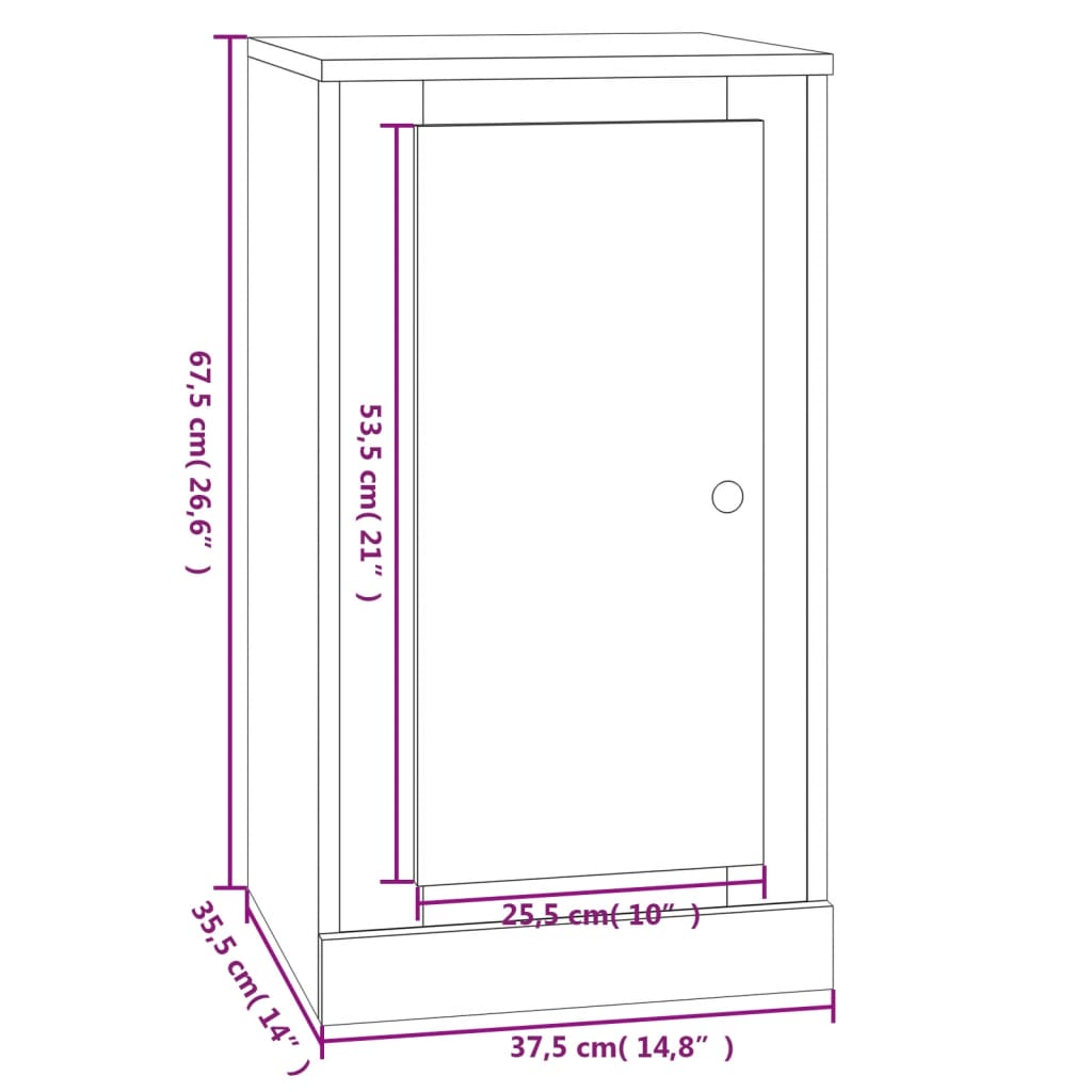 vidaXL Dressoir 37,5x35,5x67,5 cm bewerkt hout bruin eikenkleur