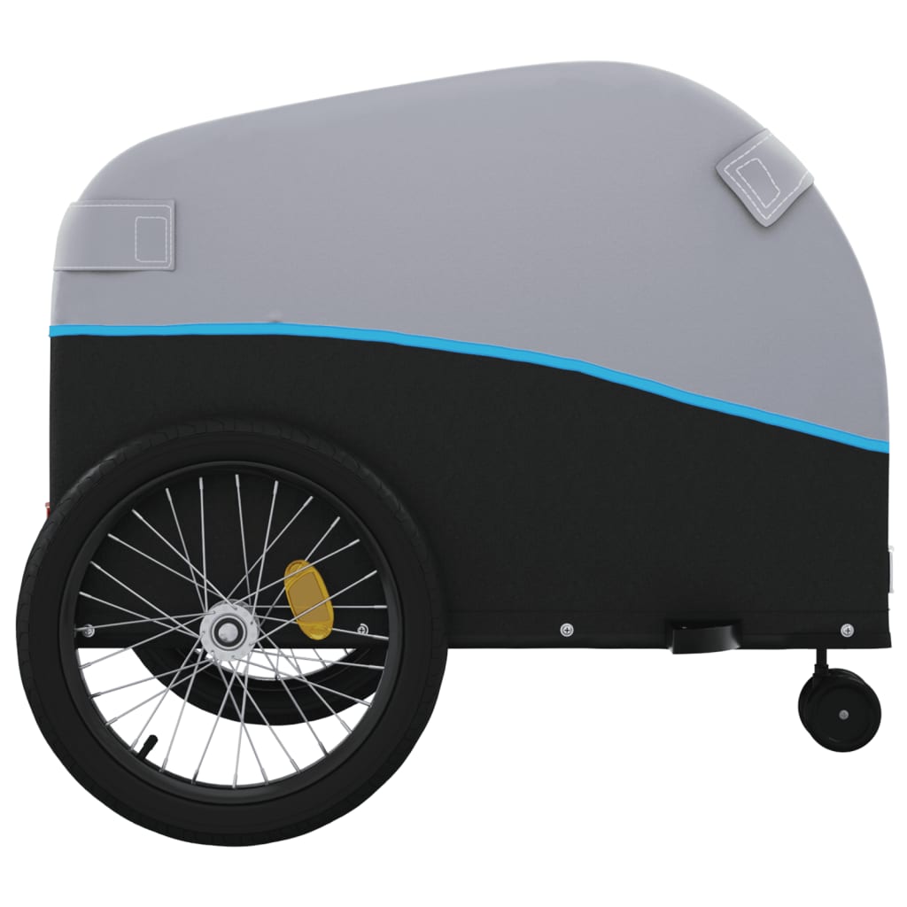 vidaXL Fietstrailer 45 kg ijzer zwart en blauw