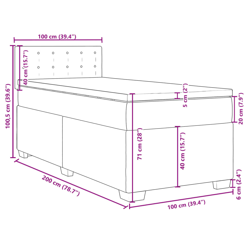 vidaXL Boxspring met matras kunstleer cappuccinokleurig 100x200 cm